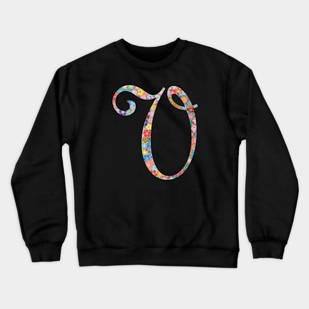 Letter V Capital Alphabet V Colorful Flowers Gifts Crewneck Sweatshirt by Shariss